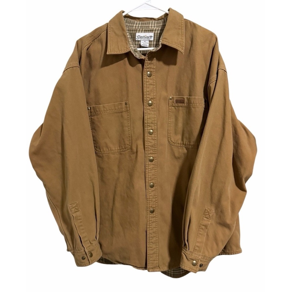 Vintage Carhartt Shirt Jacket Flannel Lining Brown Men's Size X-Large